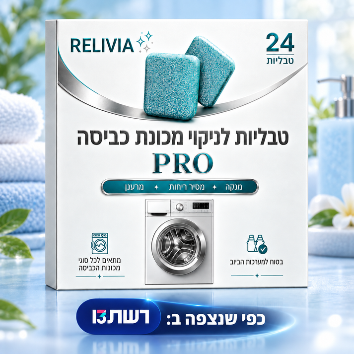 אריזת טבליות RELIVIA לניקוי מכונת הכביסה